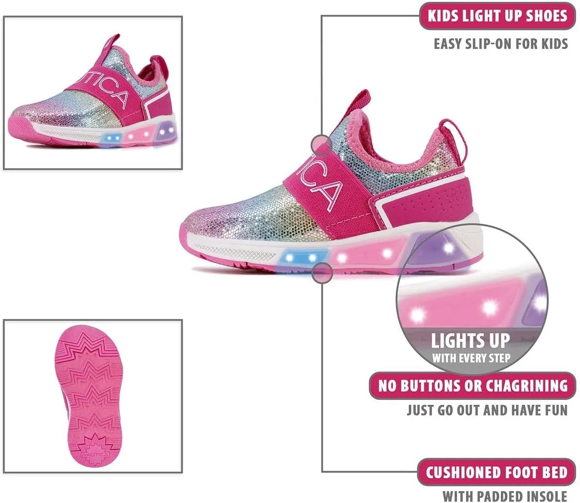 Nautica Kids Light Up Flashing Sneaker Athletic Running Shoes Lace-Up/Bungee/Slip-on |Boy - Girl|(Little Kid/Big Kid) Kappil Parks Neave Lights