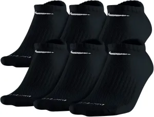 Nike Unisex Dri-FIT No Show 6-Pair Pack Black/(White) LG (Men's Shoe 8-12, Women's Shoe 10-13).