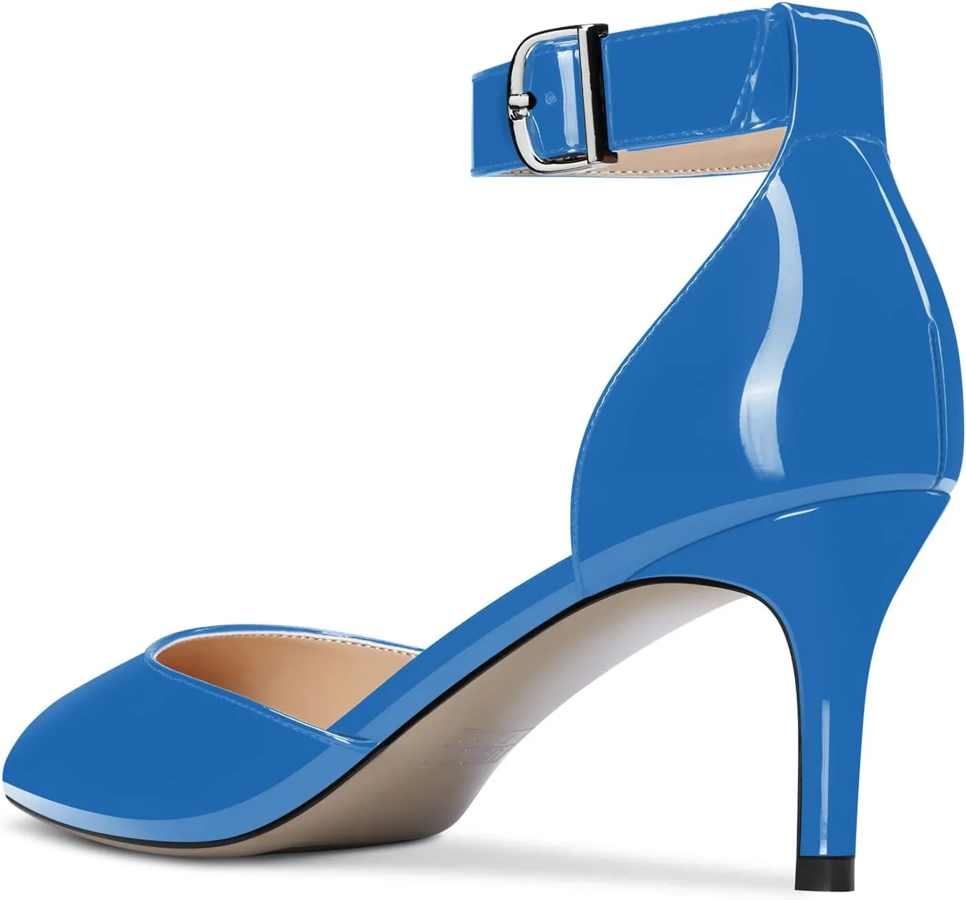 NobleOnly Women Stiletto Kitten Low Heel Ankle Strap Pumps Close Pointed Toe Wedding Office Dress Shoes 2.6 Inches Heels