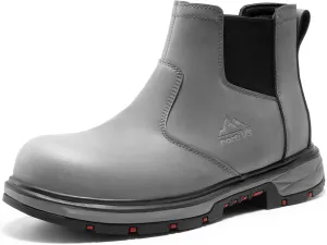 NORTIV 8 Slip On Work Boots for Men Steel Toe Waterproof Safety Construction Boots for Men