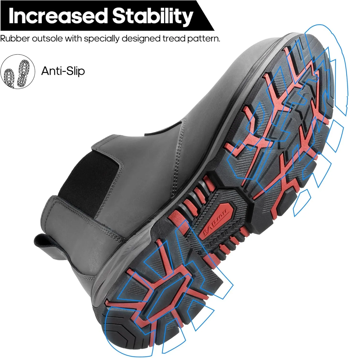 NORTIV 8 Slip On Work Boots for Men Steel Toe Waterproof Safety Construction Boots for Men