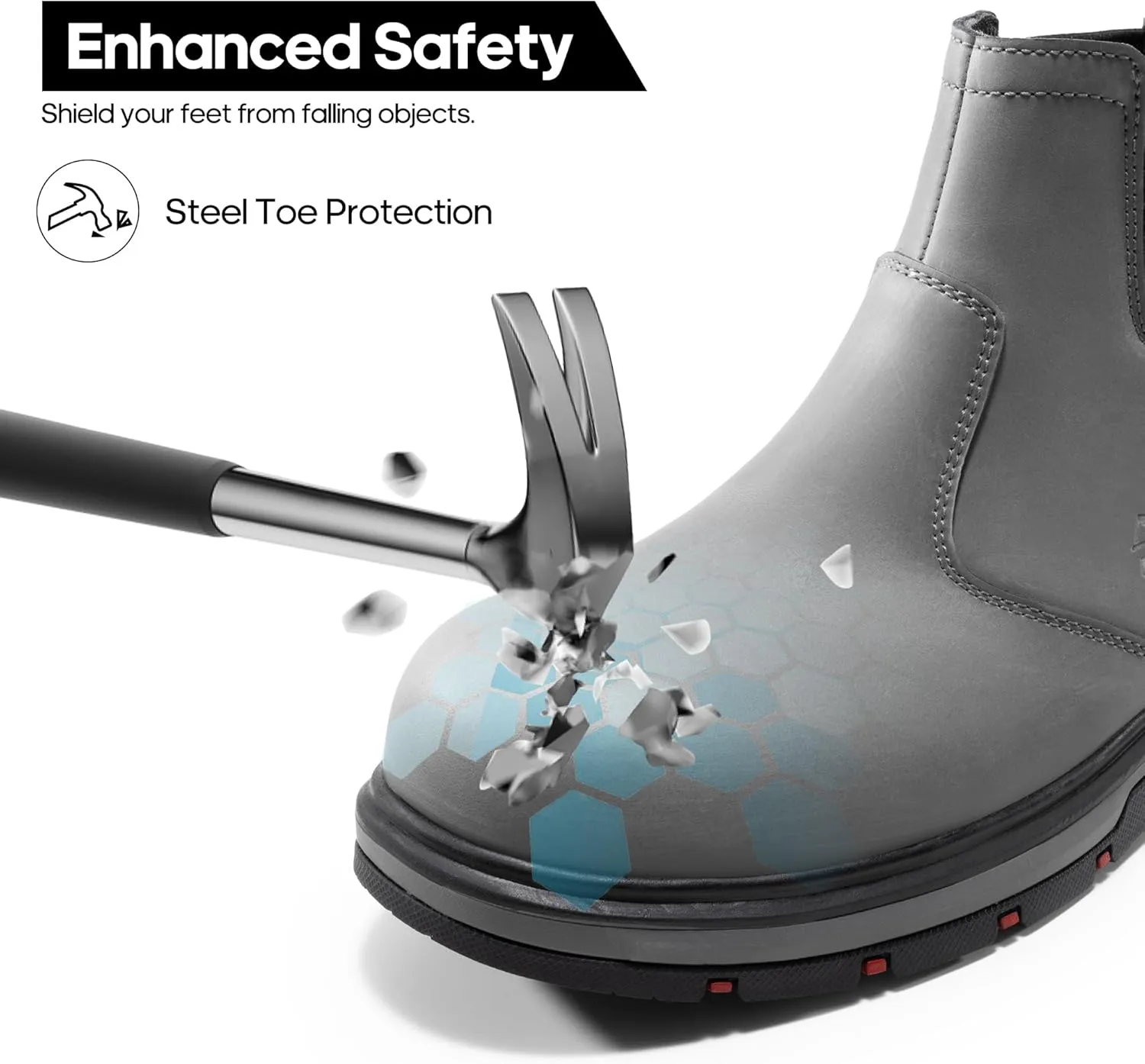 NORTIV 8 Slip On Work Boots for Men Steel Toe Waterproof Safety Construction Boots for Men