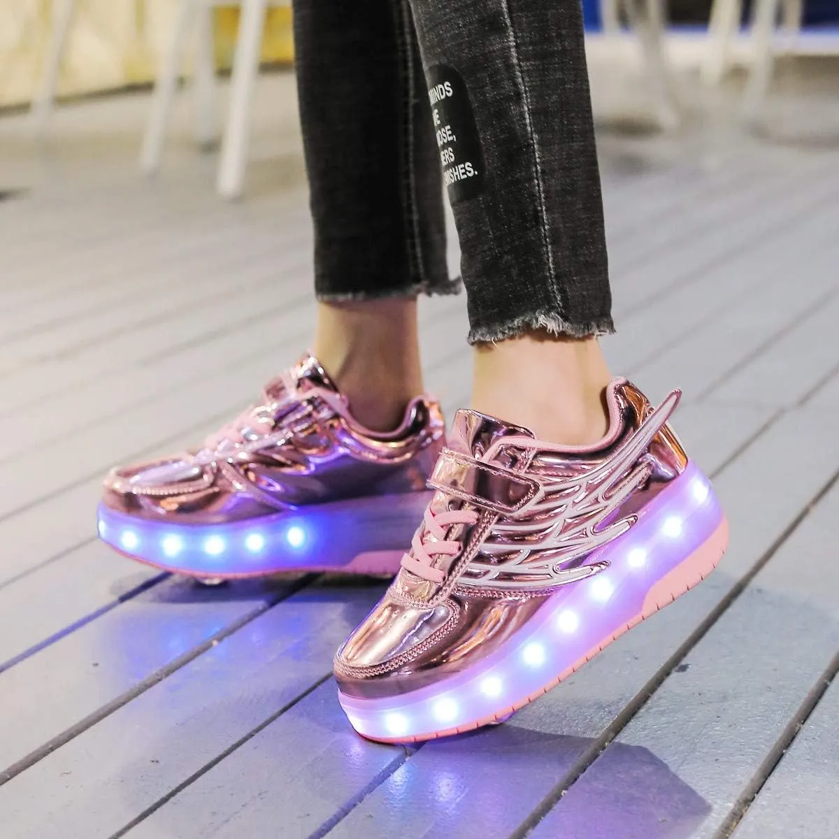 Nsasy Kids Roller Shoes Boy Girl Sneakers with Wheels Become Sport Sneaker with Led for Christmas Birthday Children Show Gift