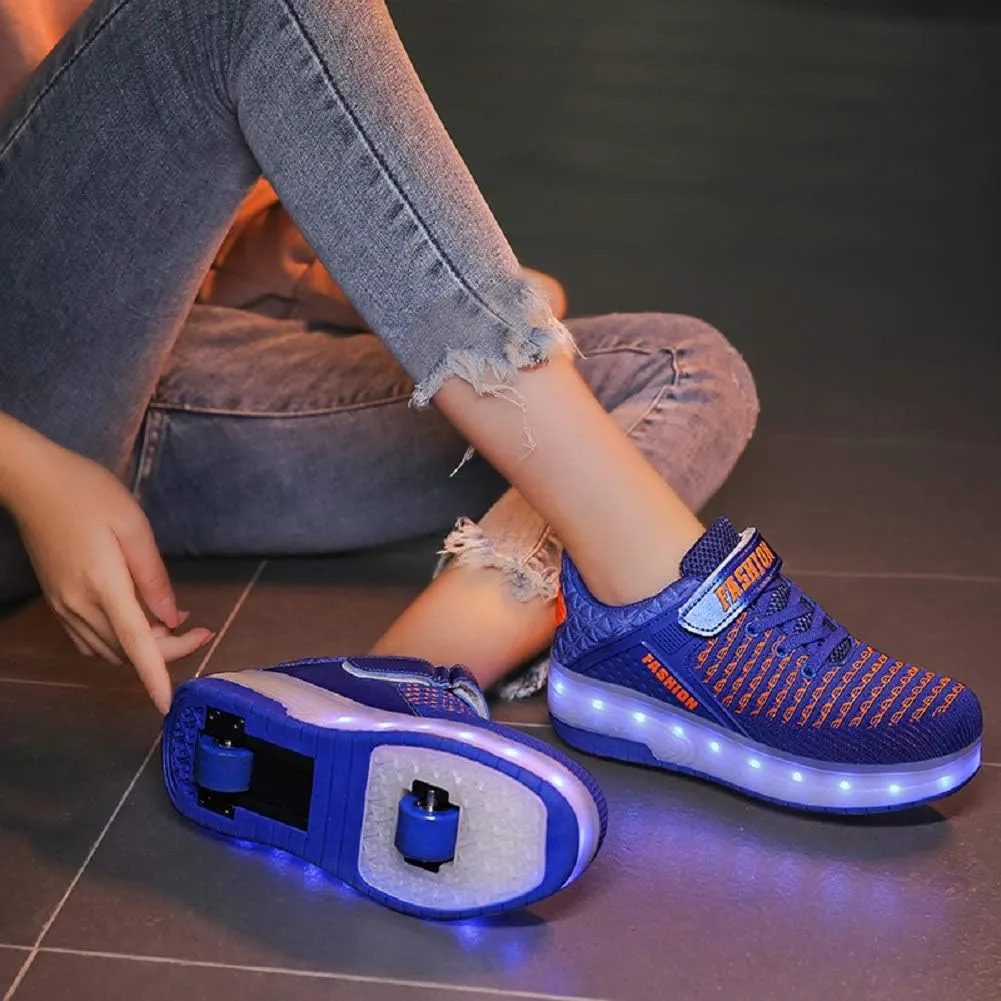 Nsasy Kids Roller Shoes Boy Girl Sneakers with Wheels Become Sport Sneaker with Led for Christmas Birthday Children Show Gift