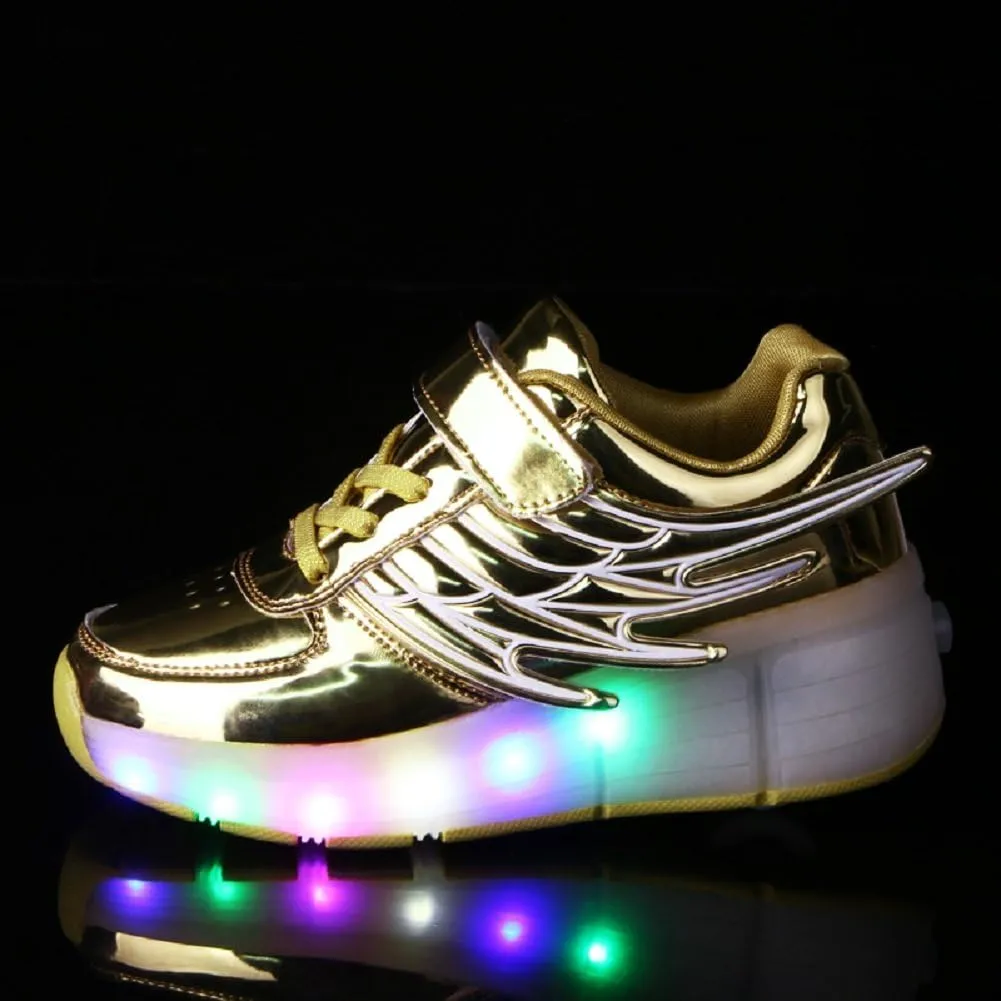 Nsasy Kids Roller Shoes Boy Girl Sneakers with Wheels Become Sport Sneaker with Led for Christmas Birthday Children Show Gift