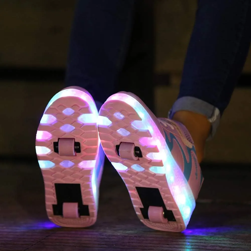 Nsasy Kids Roller Shoes Boy Girl Sneakers with Wheels Become Sport Sneaker with Led for Christmas Birthday Children Show Gift