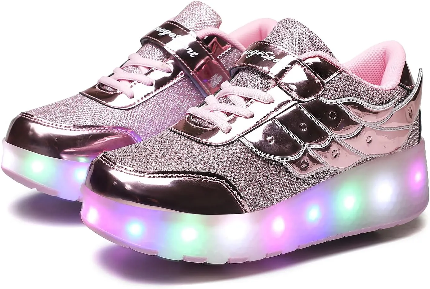 Nsasy Kids Roller Shoes Boy Girl Sneakers with Wheels Become Sport Sneaker with Led for Christmas Birthday Children Show Gift