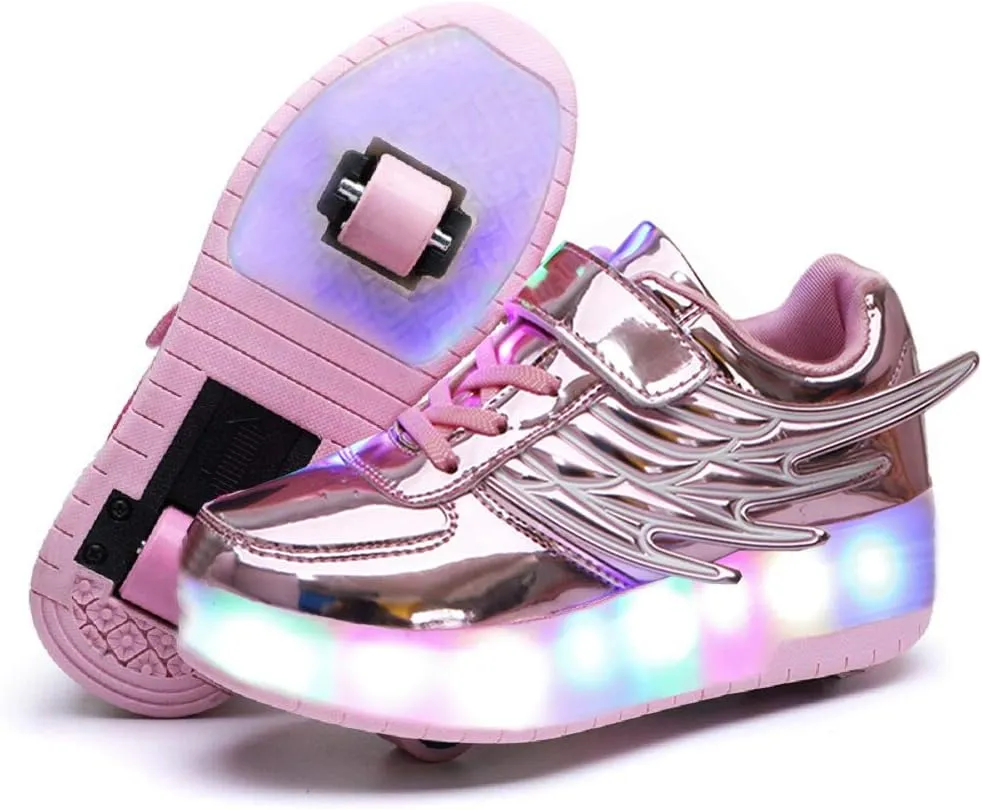 Nsasy Kids Roller Shoes Boy Girl Sneakers with Wheels Become Sport Sneaker with Led for Christmas Birthday Children Show Gift