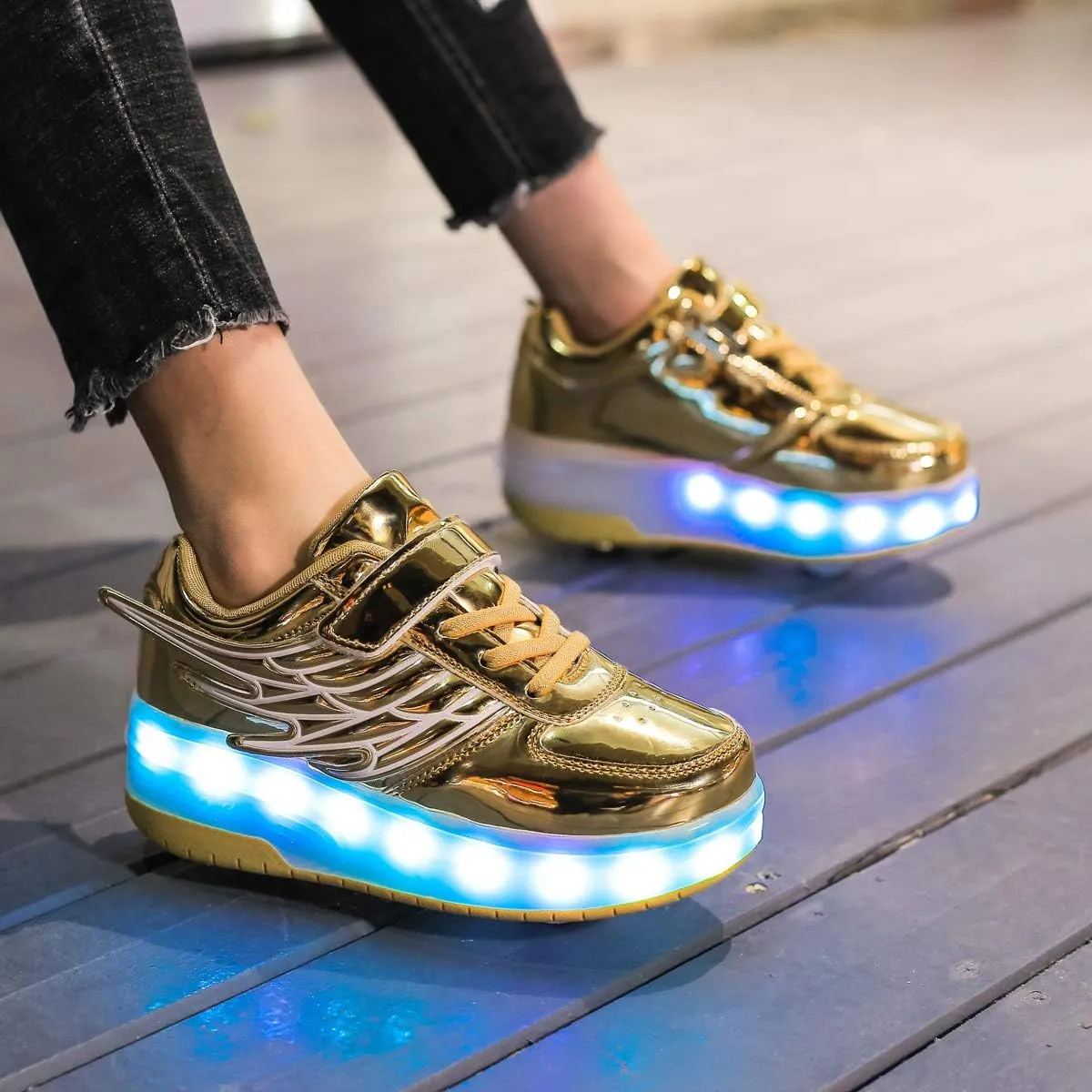 Nsasy Kids Roller Shoes Boy Girl Sneakers with Wheels Become Sport Sneaker with Led for Christmas Birthday Children Show Gift