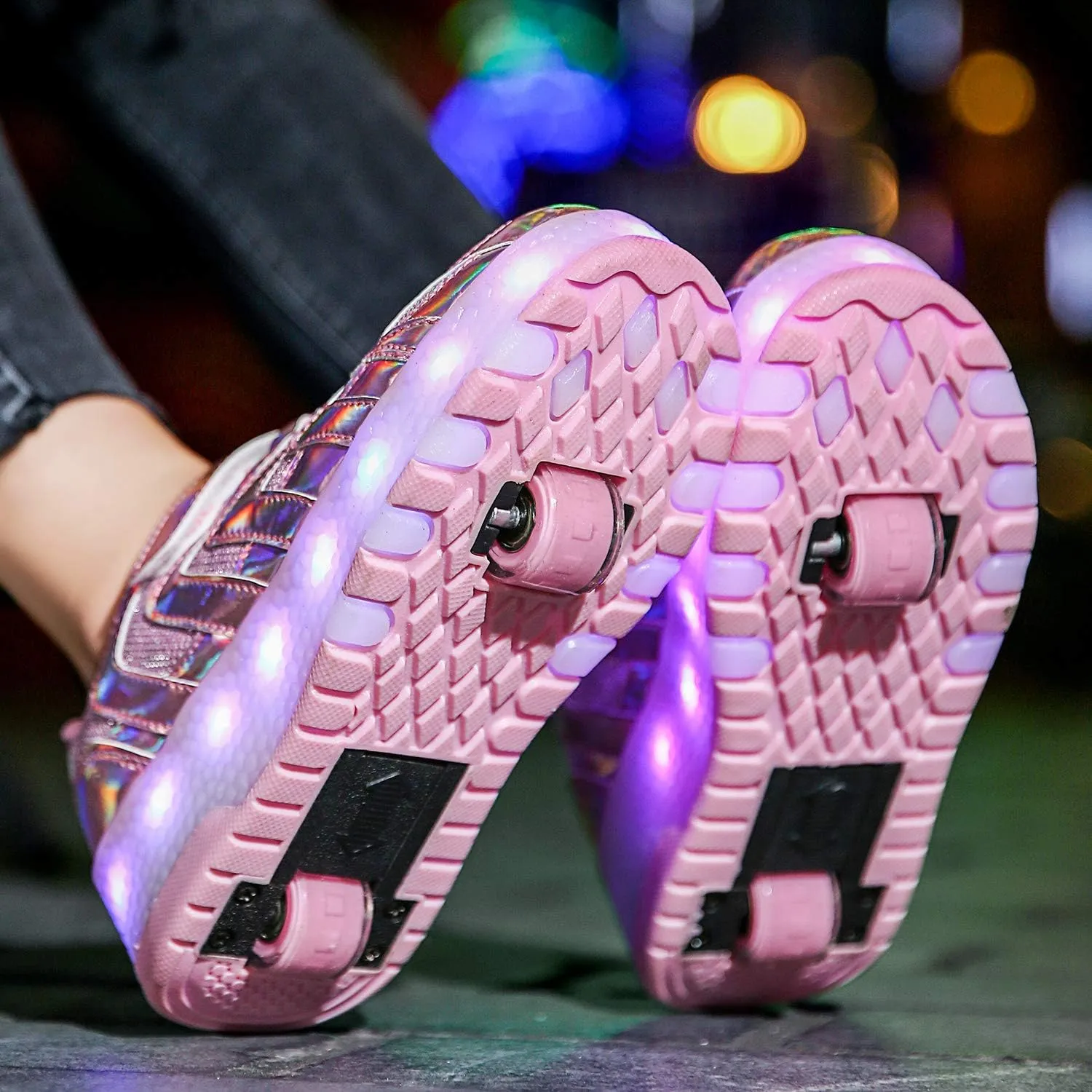 Nsasy Kids Roller Shoes Boy Girl Sneakers with Wheels Become Sport Sneaker with Led for Christmas Birthday Children Show Gift