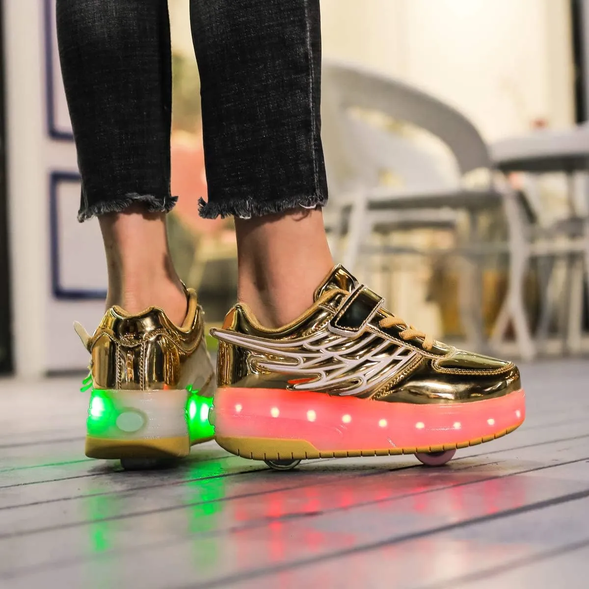 Nsasy Kids Roller Shoes Boy Girl Sneakers with Wheels Become Sport Sneaker with Led for Christmas Birthday Children Show Gift