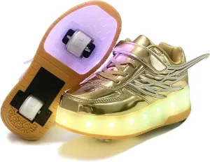 Nsasy Kids Roller Shoes Boy Girl Sneakers with Wheels Become Sport Sneaker with Led for Christmas Birthday Children Show Gift