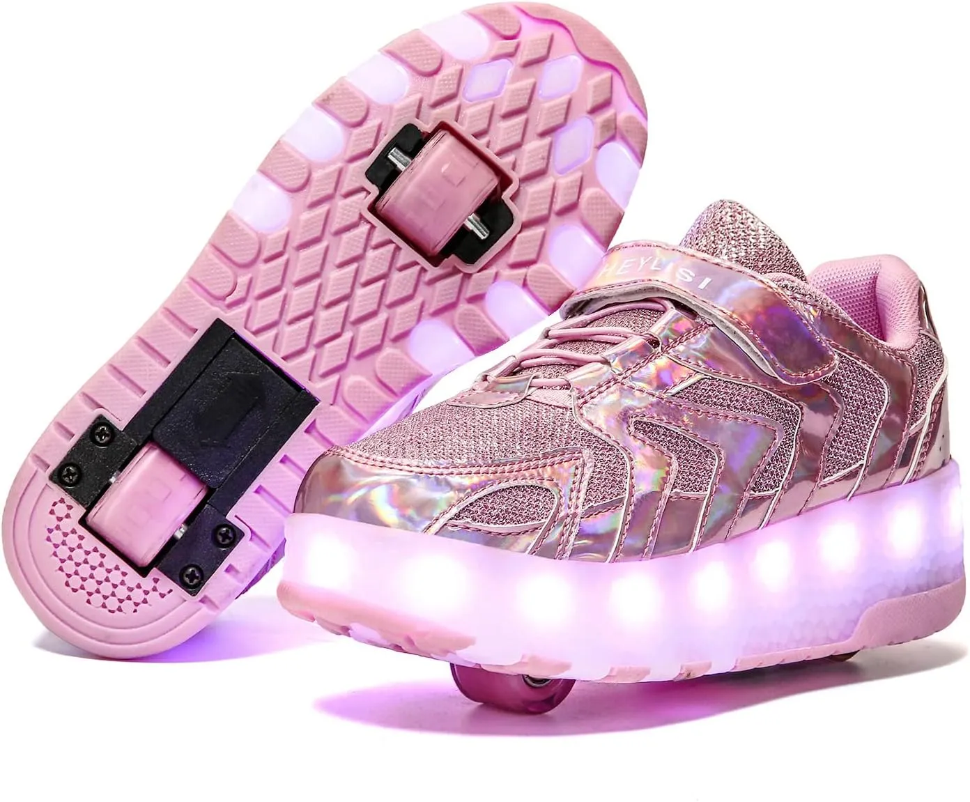 Nsasy Kids Roller Shoes Boy Girl Sneakers with Wheels Become Sport Sneaker with Led for Christmas Birthday Children Show Gift
