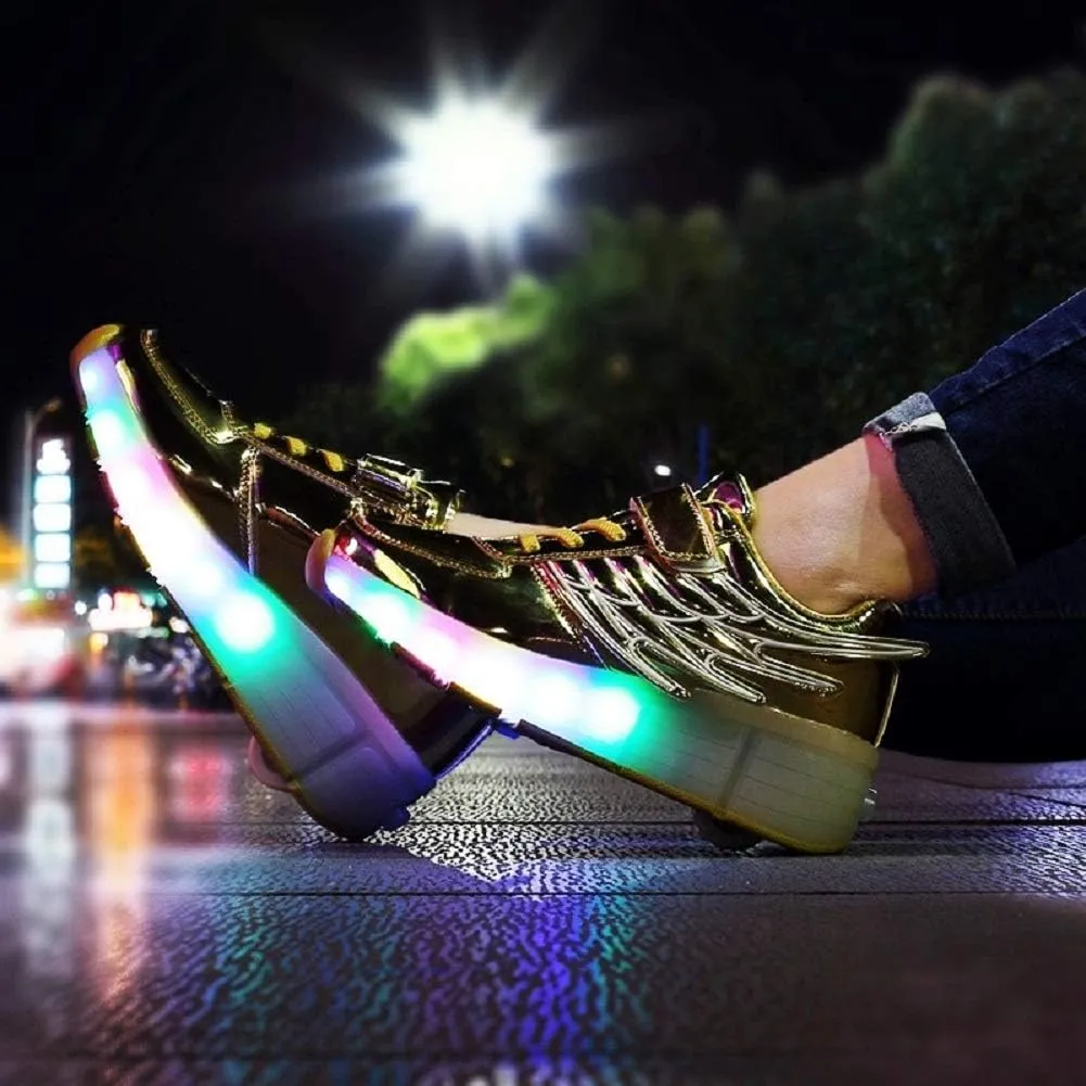 Nsasy Kids Roller Shoes Boy Girl Sneakers with Wheels Become Sport Sneaker with Led for Christmas Birthday Children Show Gift