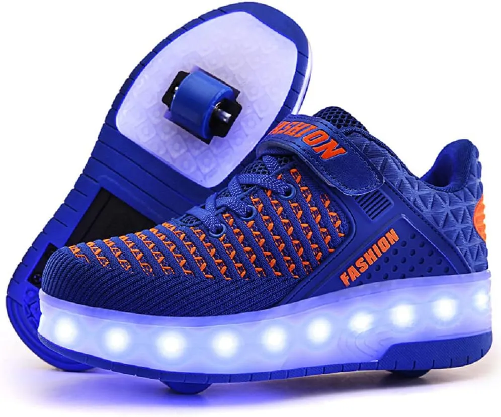 Nsasy Kids Roller Shoes Boy Girl Sneakers with Wheels Become Sport Sneaker with Led for Christmas Birthday Children Show Gift