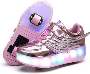 Nsasy Kids Roller Shoes Boy Girl Sneakers with Wheels Become Sport Sneaker with Led for Christmas Birthday Children Show Gift