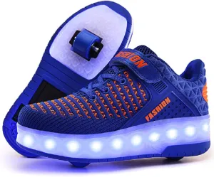 Nsasy Kids Roller Shoes Boy Girl Sneakers with Wheels Become Sport Sneaker with Led for Christmas Birthday Children Show Gift