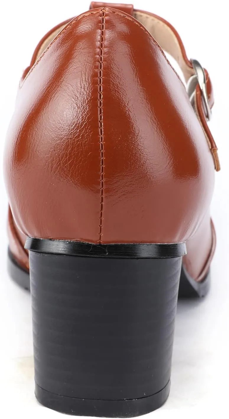 Odema Womens Classic Wingtip Brogue Lace Up Low Heel Dress Oxfords