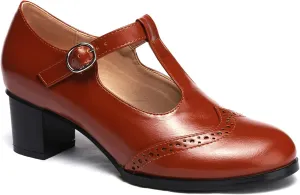 Odema Womens Classic Wingtip Brogue Lace Up Low Heel Dress Oxfords