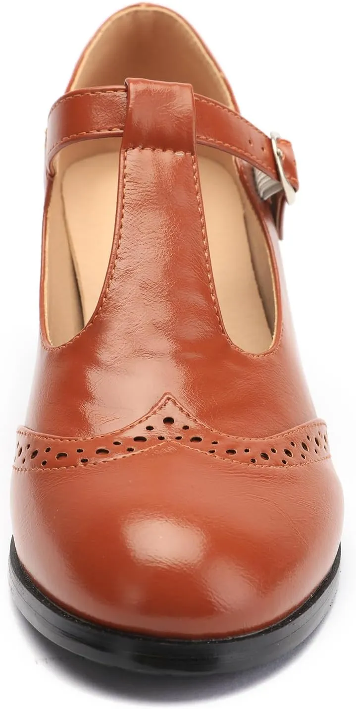 Odema Womens Classic Wingtip Brogue Lace Up Low Heel Dress Oxfords