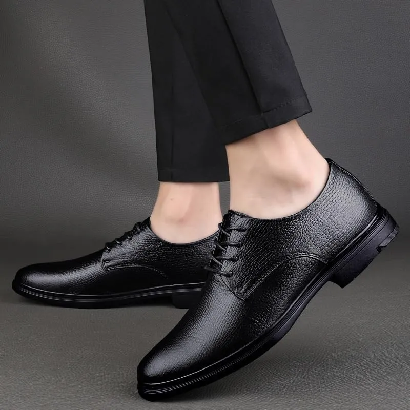 Office Oxford Shoes for Men's Vegan Leather Lace Up Cap Toe Design Rubber Sole Slip Wedding