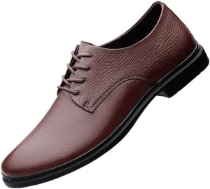 Office Oxford Shoes for Men's Vegan Leather Lace Up Cap Toe Design Rubber Sole Slip Wedding