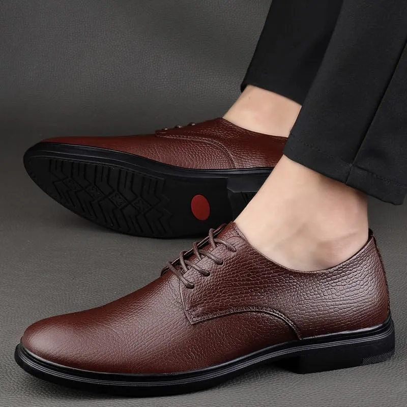 Office Oxford Shoes for Men's Vegan Leather Lace Up Cap Toe Design Rubber Sole Slip Wedding