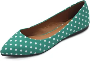 Ollio Women's Shoes Dot Pattern Ballet Comfort Pointed Toe Flats ZOF150
