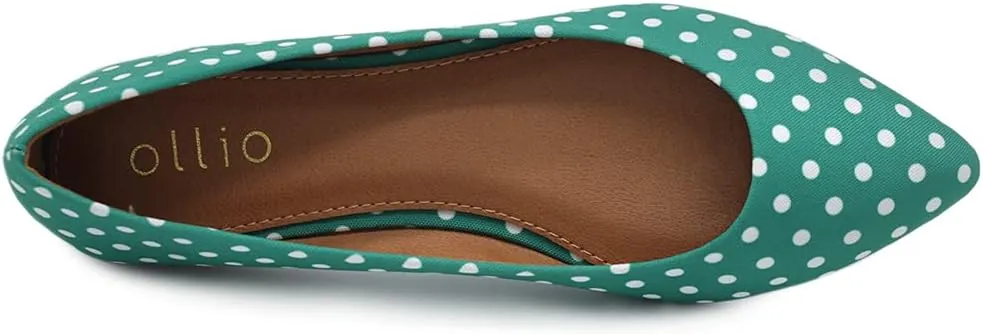 Ollio Women's Shoes Dot Pattern Ballet Comfort Pointed Toe Flats ZOF150