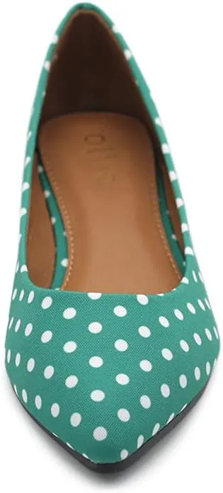 Ollio Women's Shoes Dot Pattern Ballet Comfort Pointed Toe Flats ZOF150