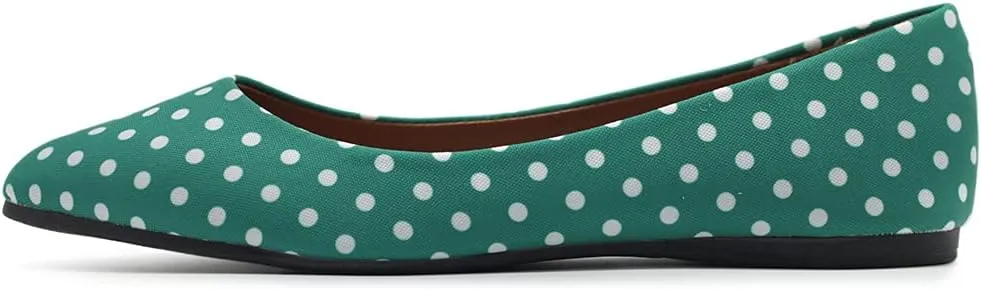 Ollio Women's Shoes Dot Pattern Ballet Comfort Pointed Toe Flats ZOF150