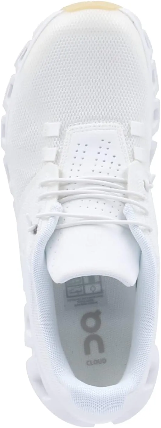 On Running Cloud 5 Women's Athletic Shoes, Undyed White, Gum Sole