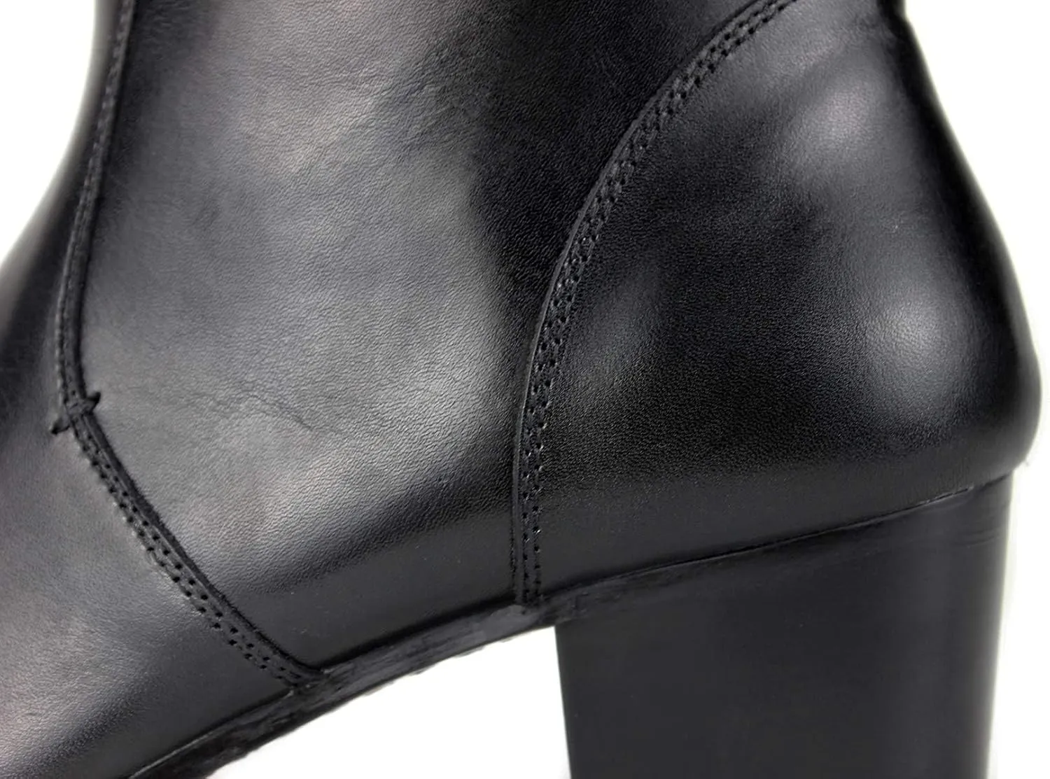 OSSTONE Dress Boot for Men Leather Chukka Designer Boots Calfskin Casual Heel Shoes Footwear Zipper-up OS-JY002-Black-Calfskin-US