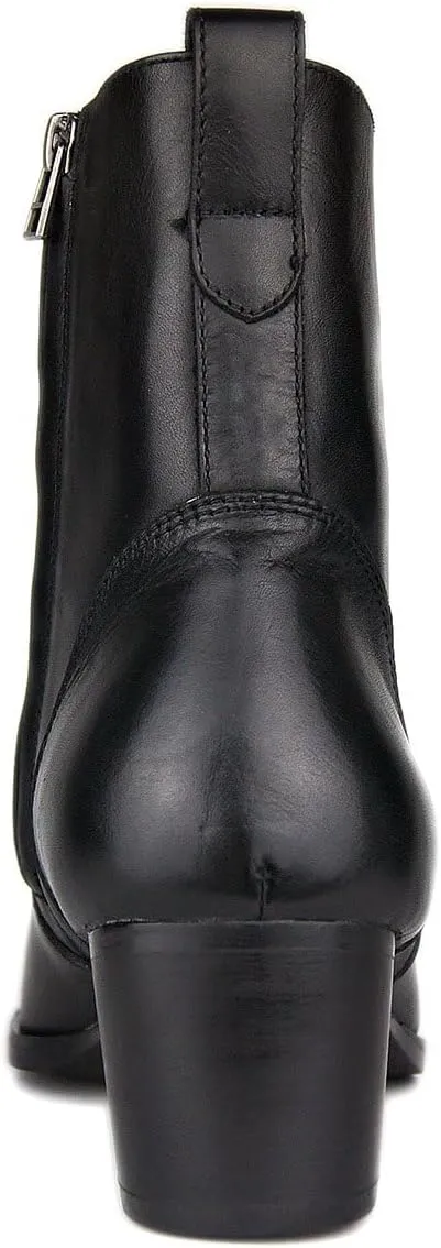 OSSTONE Dress Boot for Men Leather Chukka Designer Boots Calfskin Casual Heel Shoes Footwear Zipper-up OS-JY002-Black-Calfskin-US