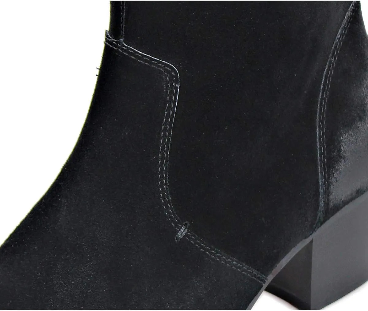 OSSTONE Dress Boot for Men Leather Chukka Designer Boots Calfskin Casual Heel Shoes Footwear Zipper-up OS-JY002-Black-Calfskin-US