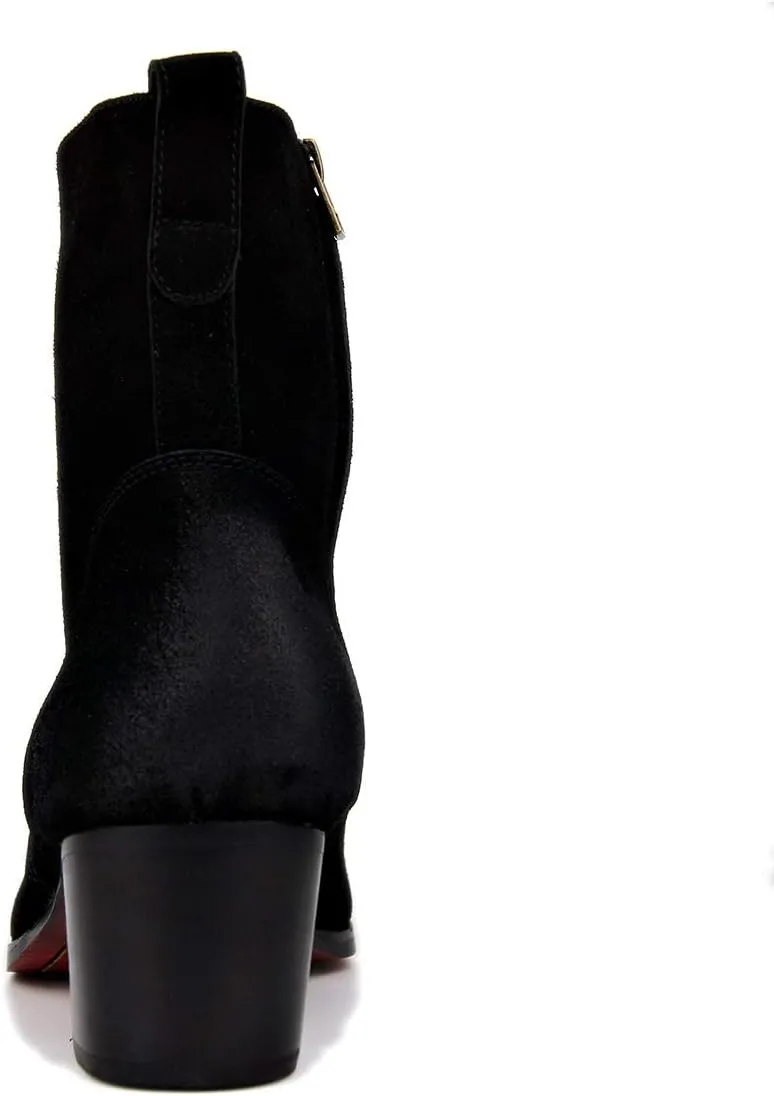 OSSTONE Dress Boot for Men Leather Chukka Designer Boots Calfskin Casual Heel Shoes Footwear Zipper-up OS-JY002-Black-Calfskin-US
