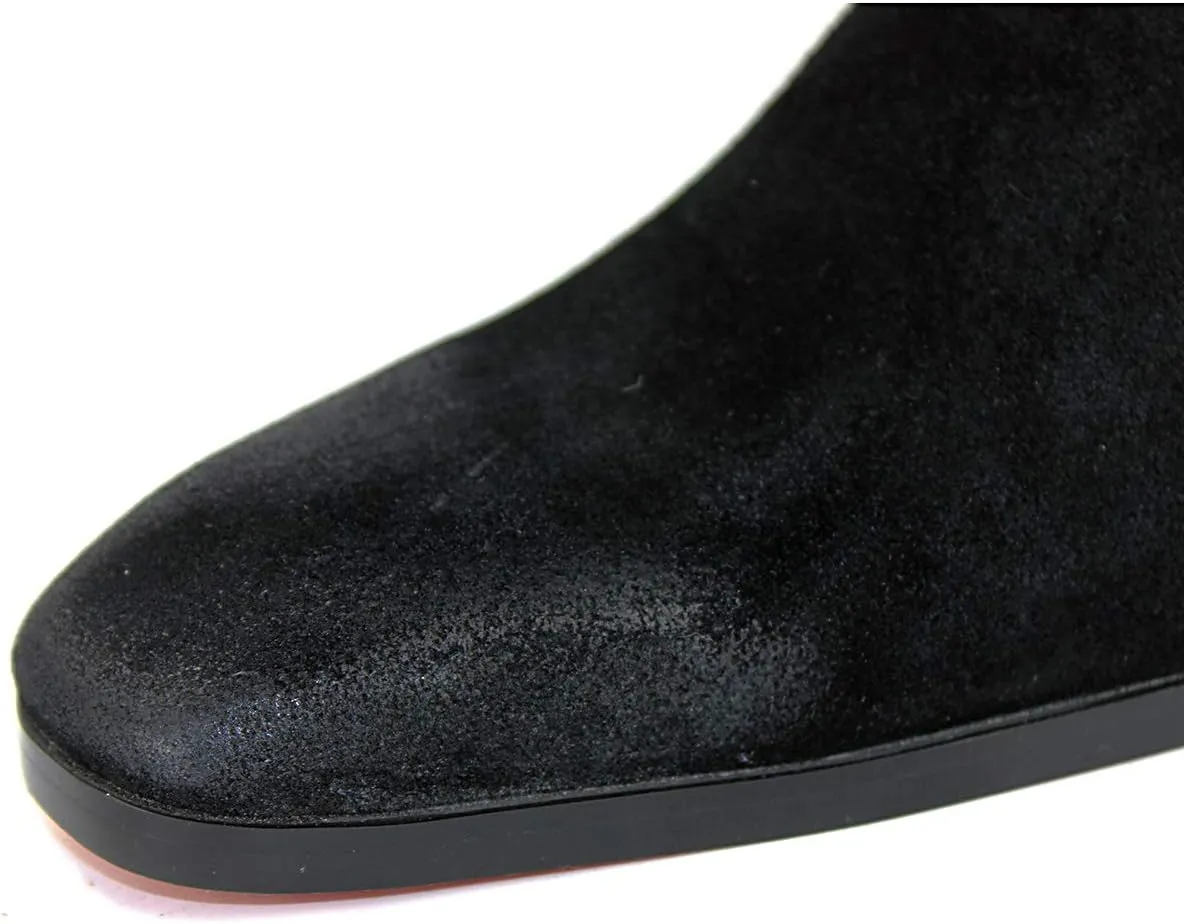 OSSTONE Dress Boot for Men Leather Chukka Designer Boots Calfskin Casual Heel Shoes Footwear Zipper-up OS-JY002-Black-Calfskin-US