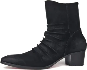 OSSTONE Dress Boot for Men Leather Chukka Designer Boots Casual Heel Shoes Zipper-up OS-JY002-US
