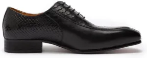 Oxford Dress Shoes for Men Lace Up Split Toe Pointed Toe Crocodile Embossed Cowhide Anti-Slip Low Top Slip Resistant Block Heel Non Slip Classic (Color : Black, Size : 7.5)