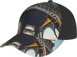 Paris Eiffel Tower Picture Print Baseball Cap for Men and Women – Curved Brim, Perfect for Outdoor, Sports, Travel, and Four Seasons Black