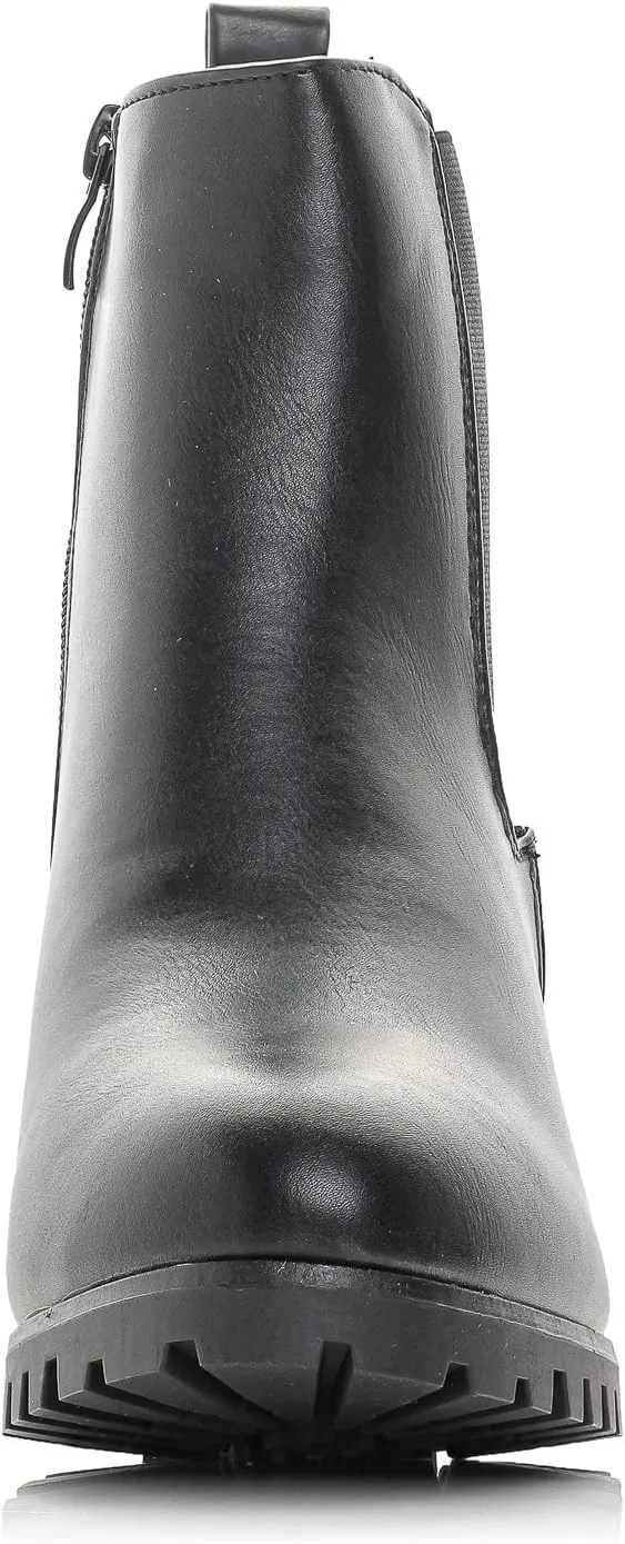 Payton-05 Womens Chelsea Boot Side Zip Elastic Panel Chunky Heel Ankle Bootie