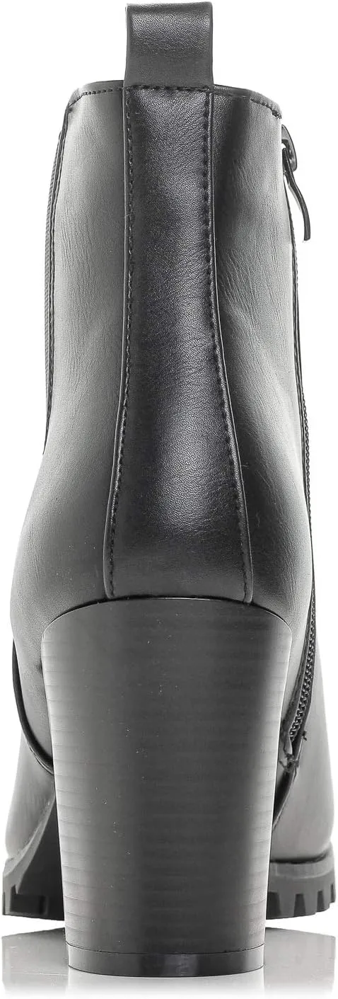 Payton-05 Womens Chelsea Boot Side Zip Elastic Panel Chunky Heel Ankle Bootie