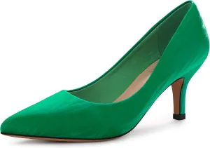Perphy Pointed Toe Kitten Heels Pumps Leaf Print Classic Dress Wedding Shoes for Women