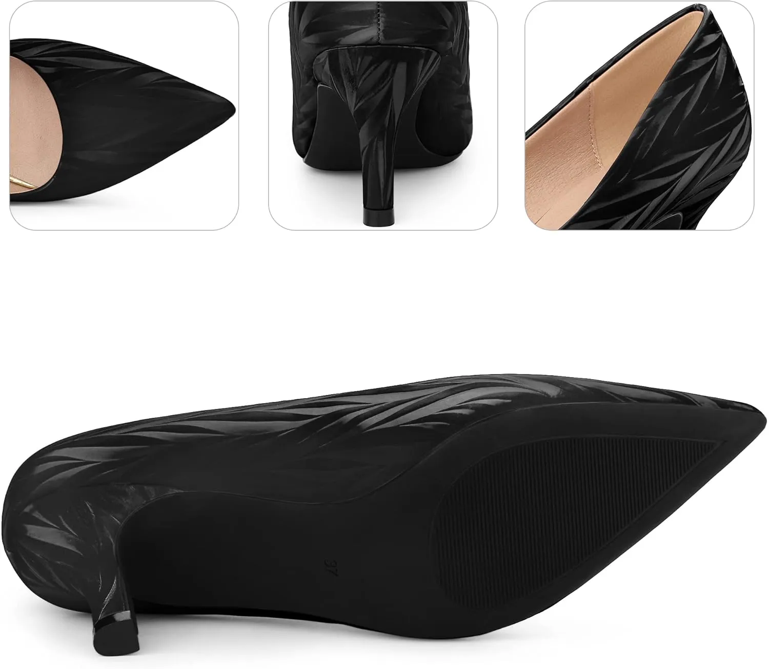 Perphy Pointed Toe Kitten Heels Pumps Leaf Print Classic Dress Wedding Shoes for Women