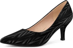 Perphy Pointed Toe Kitten Heels Pumps Leaf Print Classic Dress Wedding Shoes for Women