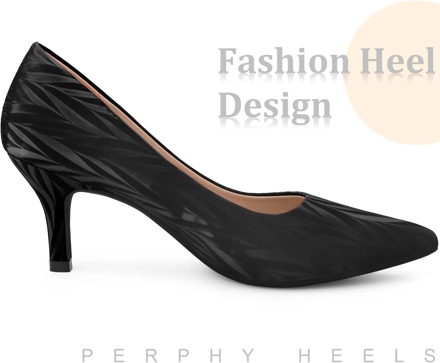 Perphy Pointed Toe Kitten Heels Pumps Leaf Print Classic Dress Wedding Shoes for Women