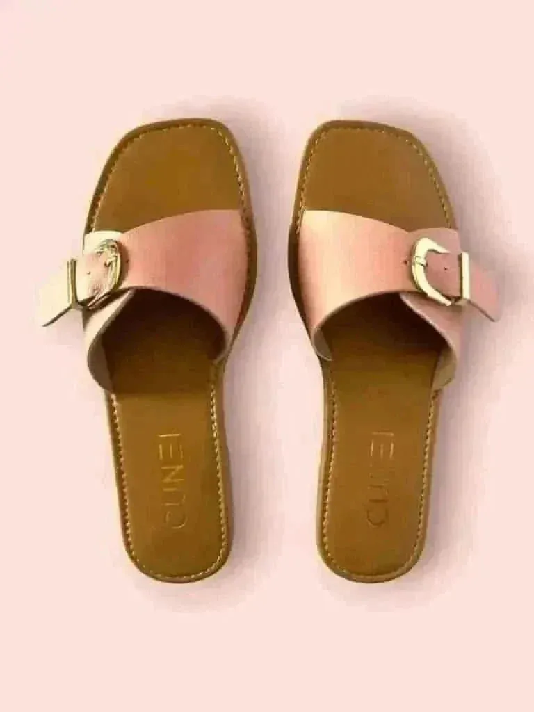 Pink Buckled Flats