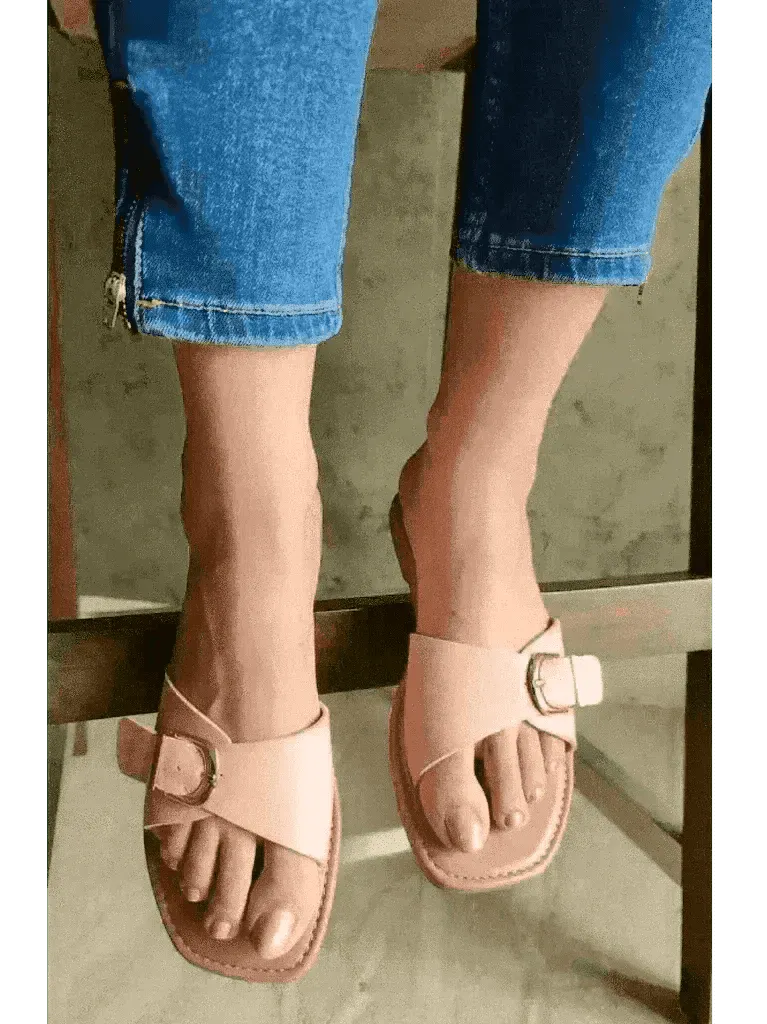 Pink Buckled Flats
