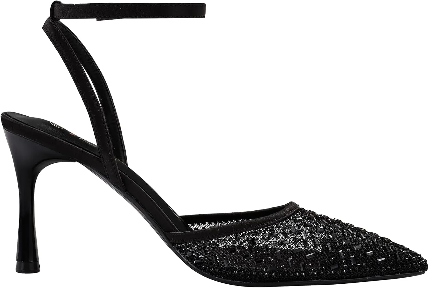 PIZZ ANNU Women's Cienna High Heels Sexy Stiletto Pumps Closed Toe Mesh Sparkly Rhinestones Ankle Strap Dress Wedding Party Pumps Shoes