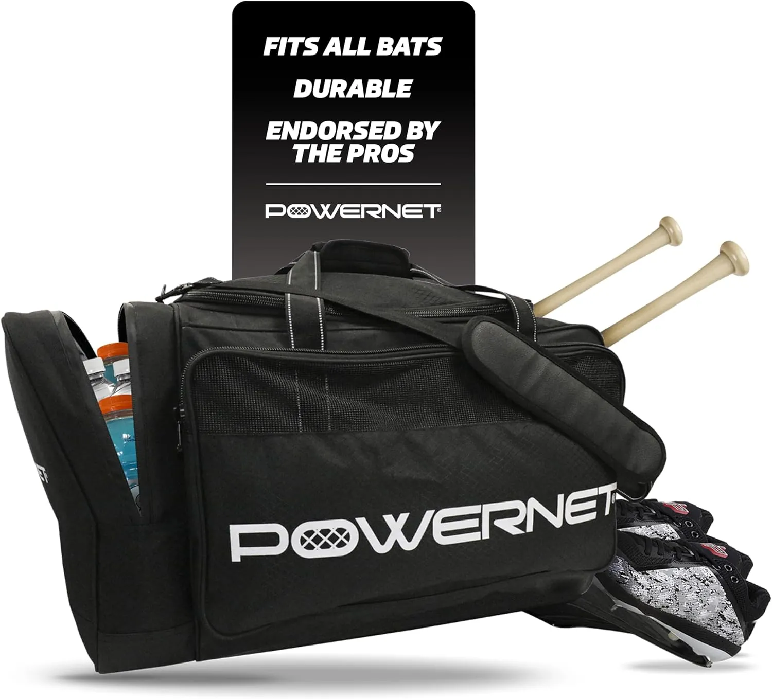 PowerNet Pro Duffle Bag, Softball Baseball Bag, Baseball Gear Bag, Baseball Bat Bag with Internal Bat Sleeves, Baseball Bags with Padded Strap & Pockets